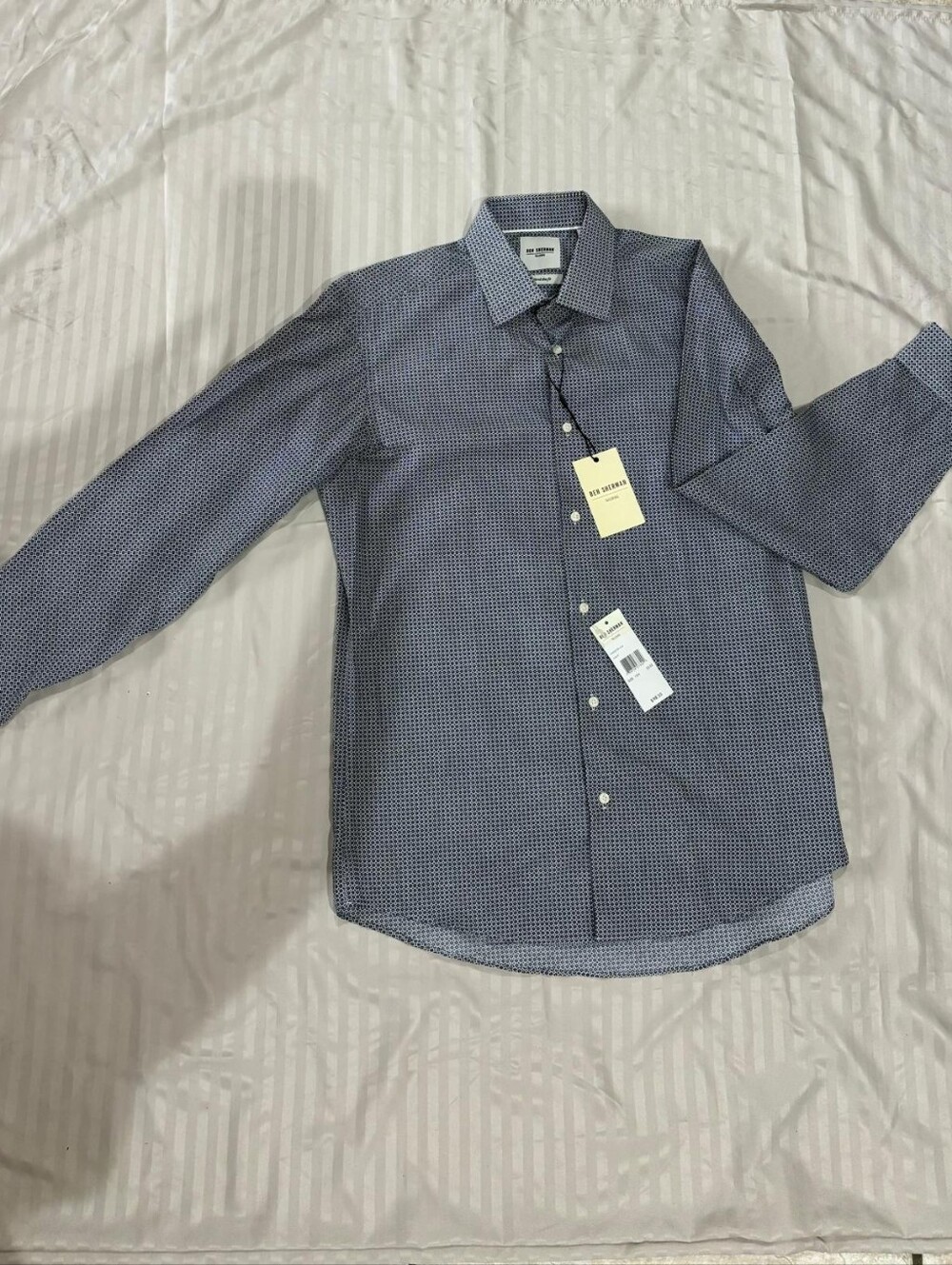 Ben Sherman Navy Micro-Pattern Dress Shirt